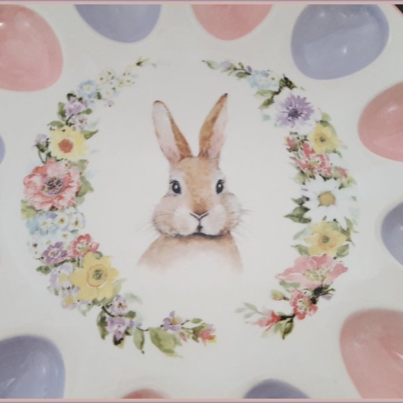 NEW Certified International Easter Garden Bunny 3-D Deviled Egg Plate 11.25" - Picture 2 of 3